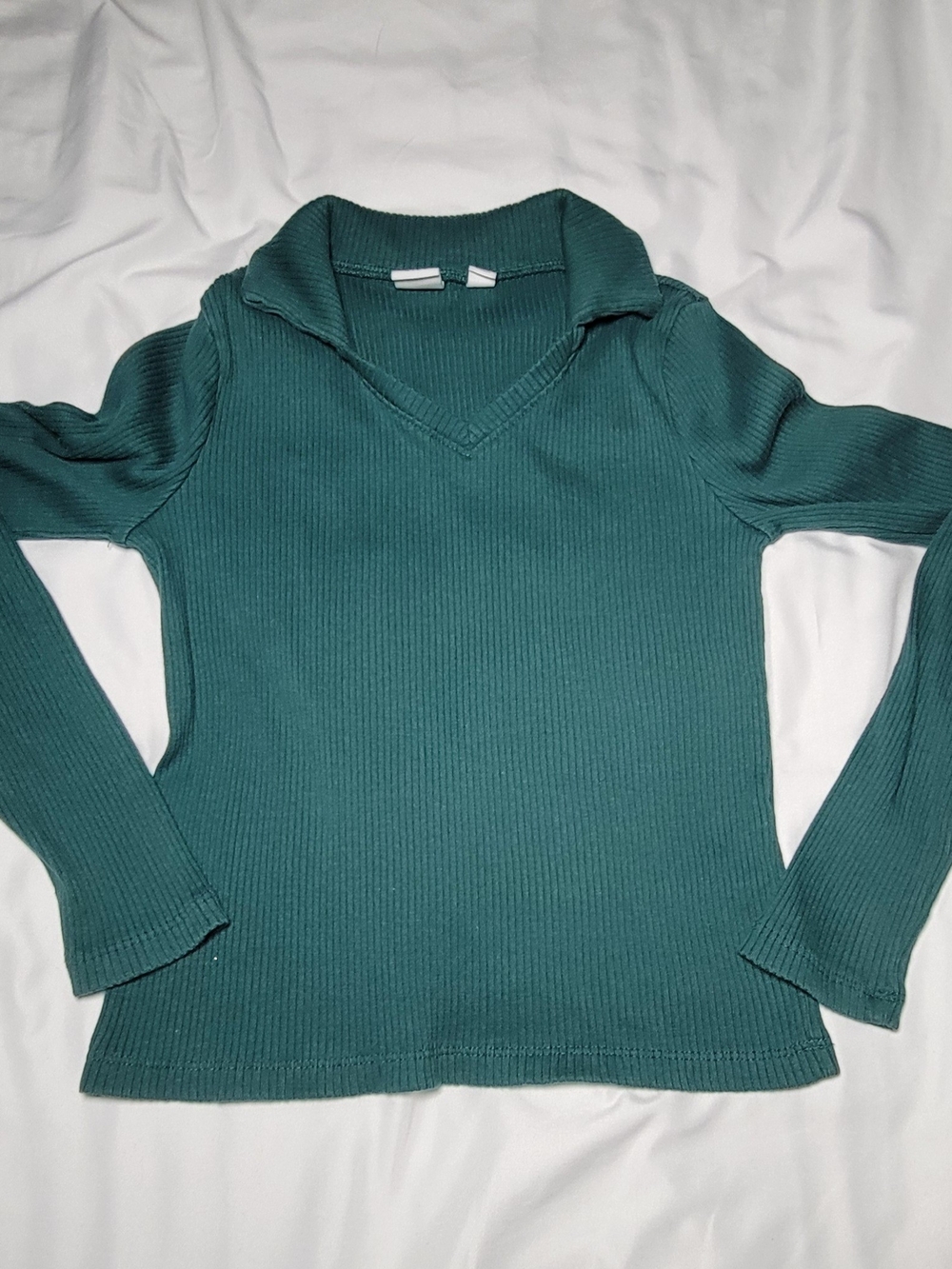 GAP Kids Girls Ribbed V-Neck Long Sleeve Sweater - Teal Green - Size 10